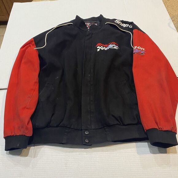Choko Motorsports Snap On Racing Jacket Vintage Size XL Zip Up Coat Black Red - Picture 1 of 16